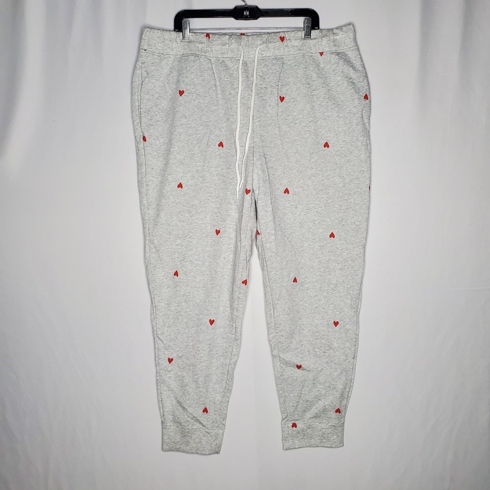Sonoma Jogger Sweatpants Women 1X TALL Red Hearts Love Valentines Loungewear NEW